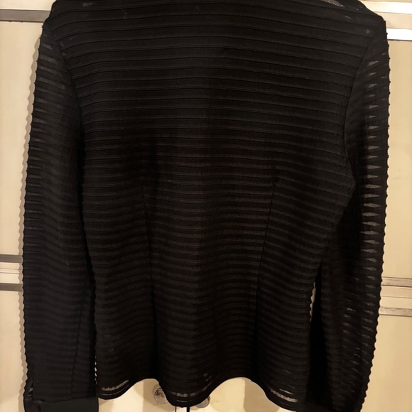 JS Collection Women’s Sheer Blouse Black Long Cuffed Sleeves Sz 10 - Picture 6 of 10